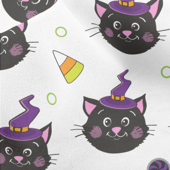 Blushing Black Cat Witch Micro Fleece