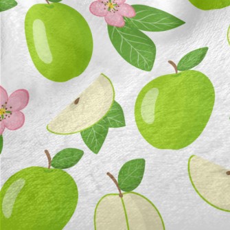 Green Apples And Small Flowers Minky