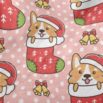 Cartoon Corgi Christmas Stocki Minky