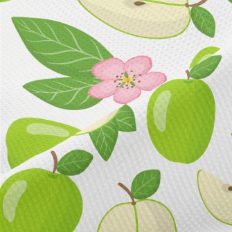Green Apples And Small Flowers Piqué