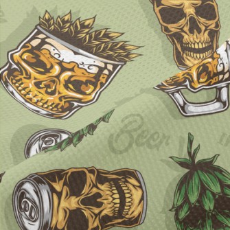 Funny Skull Beer Can Piqué