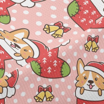 Cartoon Corgi Christmas Stocki Piqué