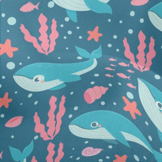 Whale Swimming In The Sea Lightweight Performance Linen