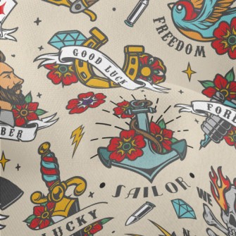 Retro Funny Tattoo Pictures Lightweight Performance Linen