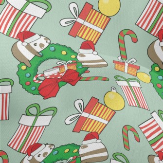 Happy Christmas Cat Bear Lightweight Performance Linen