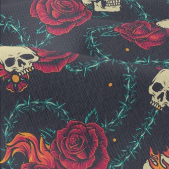 Bright Red Rose Flame Skull Modern Jersey