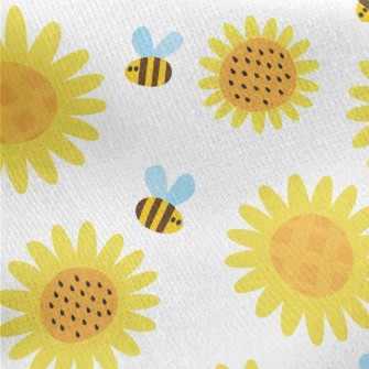 Sunflowers And Bees Jersey Backed Fleece