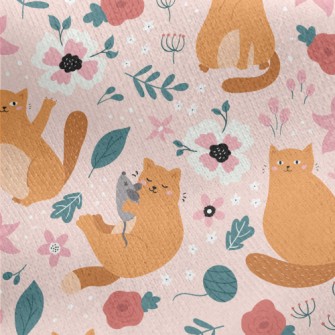 Playful Kitten In Garden Jersey Backed Fleece
