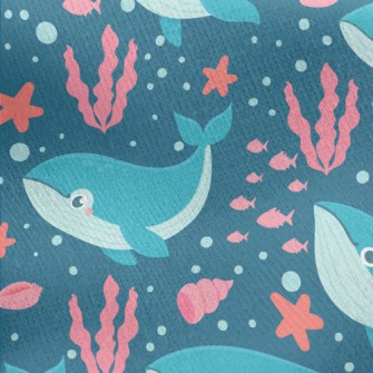 Whale Swimming In The Sea Jersey Backed Fleece