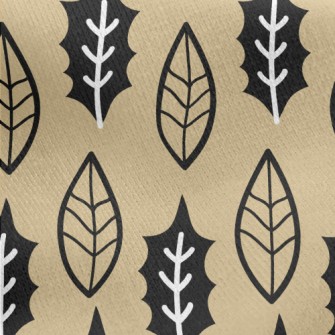 Cute Leaves With Lines Jersey Backed Fleece