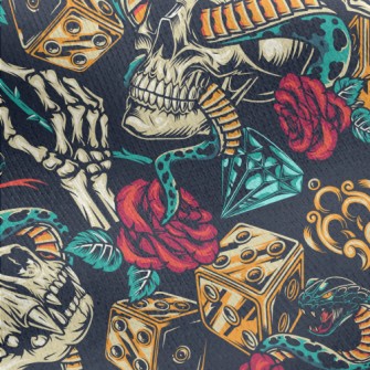 Horror Skull Rose Snake Jersey Backed Fleece