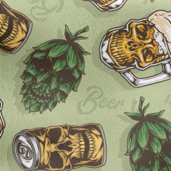 Funny Skull Beer Can Jersey Backed Fleece