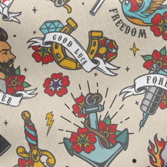 Retro Funny Tattoo Pictures Jersey Backed Fleece