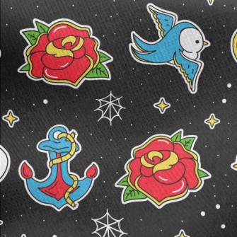Blue Bird And Rose Jersey Backed Fleece