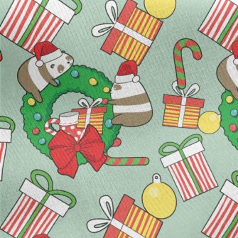 Happy Christmas Cat Bear Jersey Backed Fleece