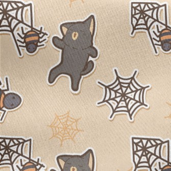 Halloween Spider Black Cat Jersey Backed Fleece