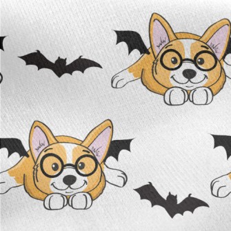 Corgi Dog With Round Glasses Jersey Backed Fleece