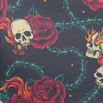 Bright Red Rose Flame Skull Pongee