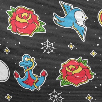 Blue Bird And Rose Pongee