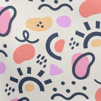 Abstract Line Color Block Pongee