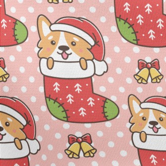Cartoon Corgi Christmas Stocki Pongee