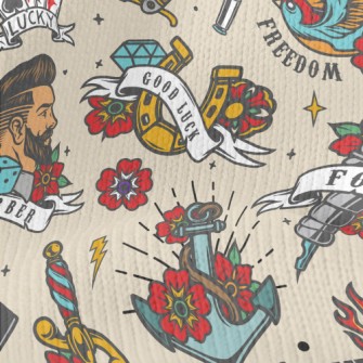 Retro Funny Tattoo Pictures Stretch Jersey