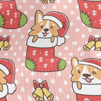Cartoon Corgi Christmas Stocki Stretch Jersey