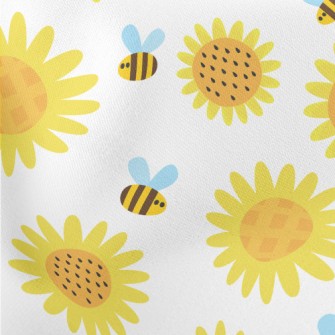 Sunflowers And Bees Lightweight Cotton Poplin