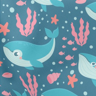 Whale Swimming In The Sea Lightweight Cotton Poplin