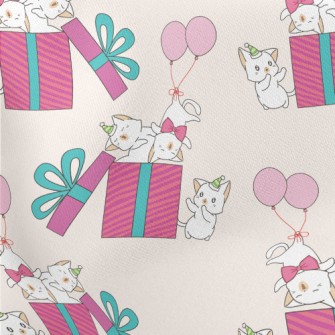 Birthday Cat Gift Box Lightweight Cotton Poplin