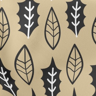 Cute Leaves With Lines Lightweight Cotton Poplin