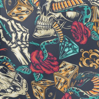 Horror Skull Rose Snake Lightweight Cotton Poplin