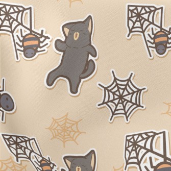 Halloween Spider Black Cat Lightweight Cotton Poplin