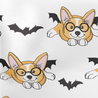 Corgi Dog With Round Glasses Lightweight Cotton Poplin