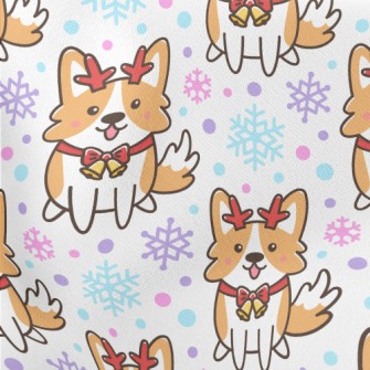 Corgi Dressed Up As A Christma Lightweight Cotton Poplin