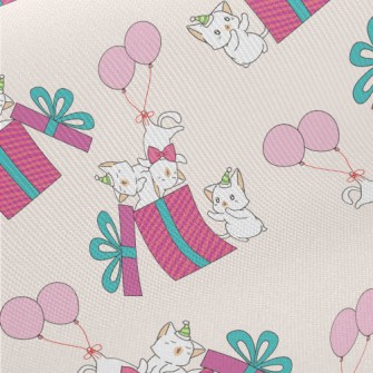 Birthday Cat Gift Box Midweight Cotton Poplin