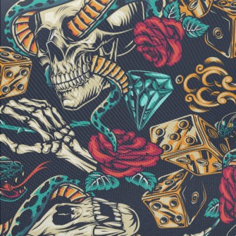 Horror Skull Rose Snake Midweight Cotton Poplin