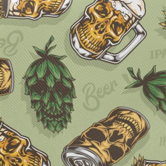 Funny Skull Beer Can Midweight Cotton Poplin