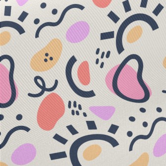 Abstract Line Color Block Midweight Cotton Poplin