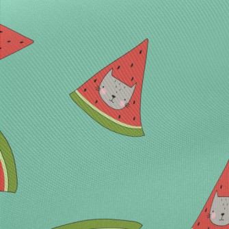 Cat Face Shape Watermelon Midweight Cotton Poplin