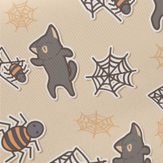 Halloween Spider Black Cat Midweight Cotton Poplin