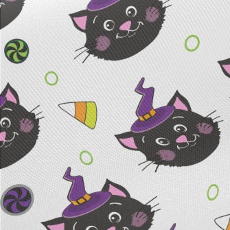 Blushing Black Cat Witch Midweight Cotton Poplin