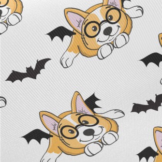 Corgi Dog With Round Glasses Midweight Cotton Poplin