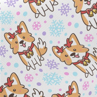 Corgi Dressed Up As A Christma Midweight Cotton Poplin