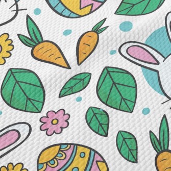 Cute Little White Rabbit Birdseye Piqué