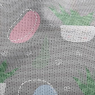 Closed Eyes Aloe Vera Potted P Athletic Mesh Flat Back