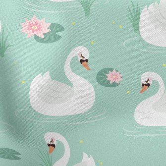 Beautiful Elegant White Swan Stretch Ponte