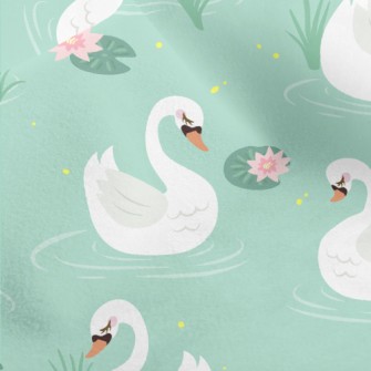 Beautiful Elegant White Swan Micro Fleece