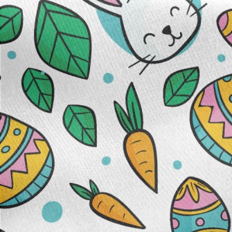 Cute Little White Rabbit Jersey Backed Fleece