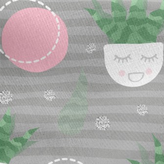 Closed Eyes Aloe Vera Potted P Jersey Backed Fleece